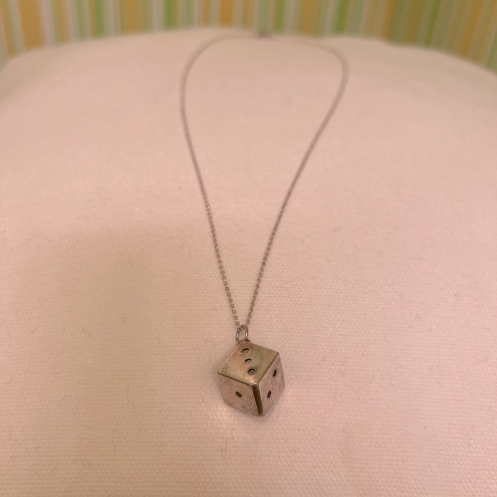 Hard Work Jewelry Dice Necklace 18”  sterling silver